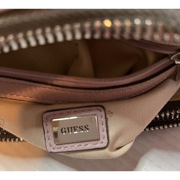 Guess Light Maeve Pink Faux Leather Double Zipper + Snap Crossbody Purse*READ - Picture 4 of 10